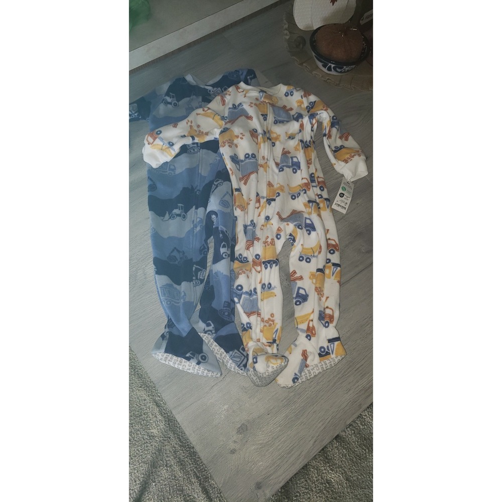 Carters Just One You 18M 2PK Fleece Construction Truck Footed Pajamas 6R235210